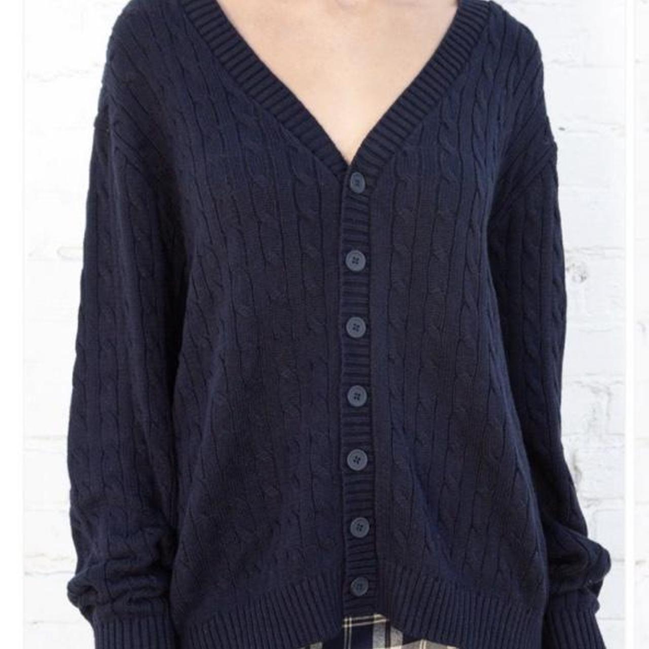 Brandy Melville Women's Navy Cardigan Depop