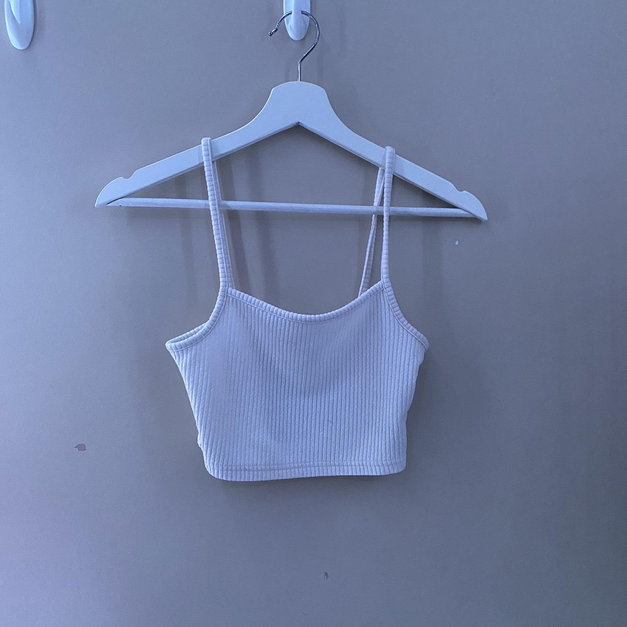 wardrobe basic item white tank top h&m never... - Depop