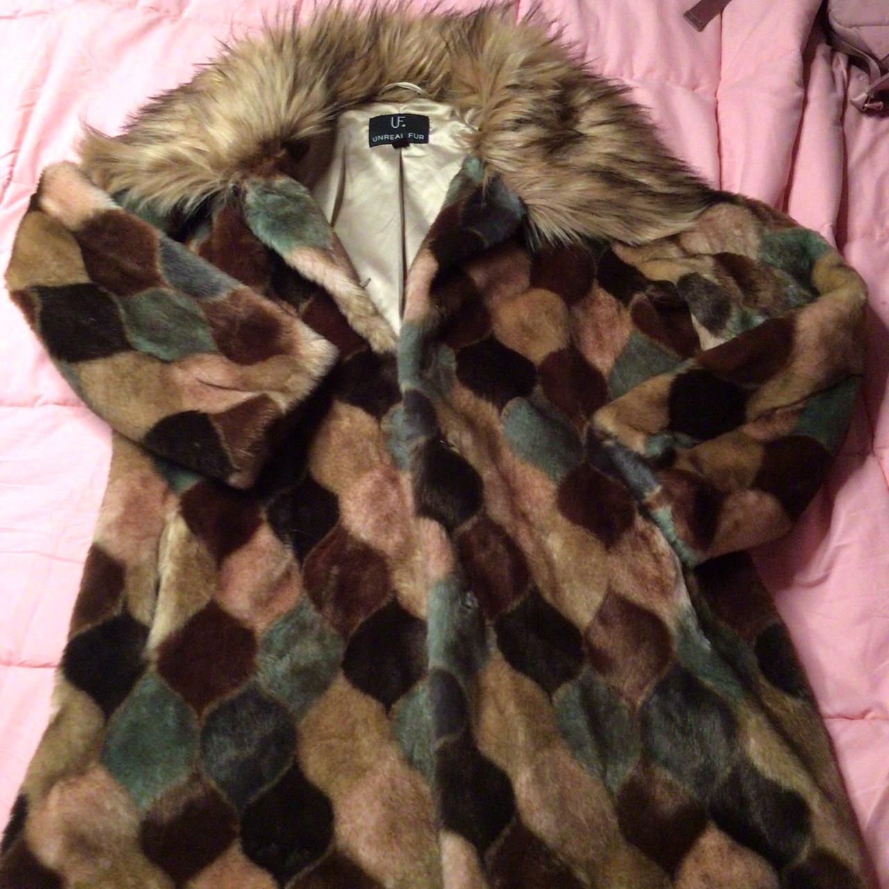 Unreal Fur Women's Coat - Brown/Multi - L – Brown… - image 1