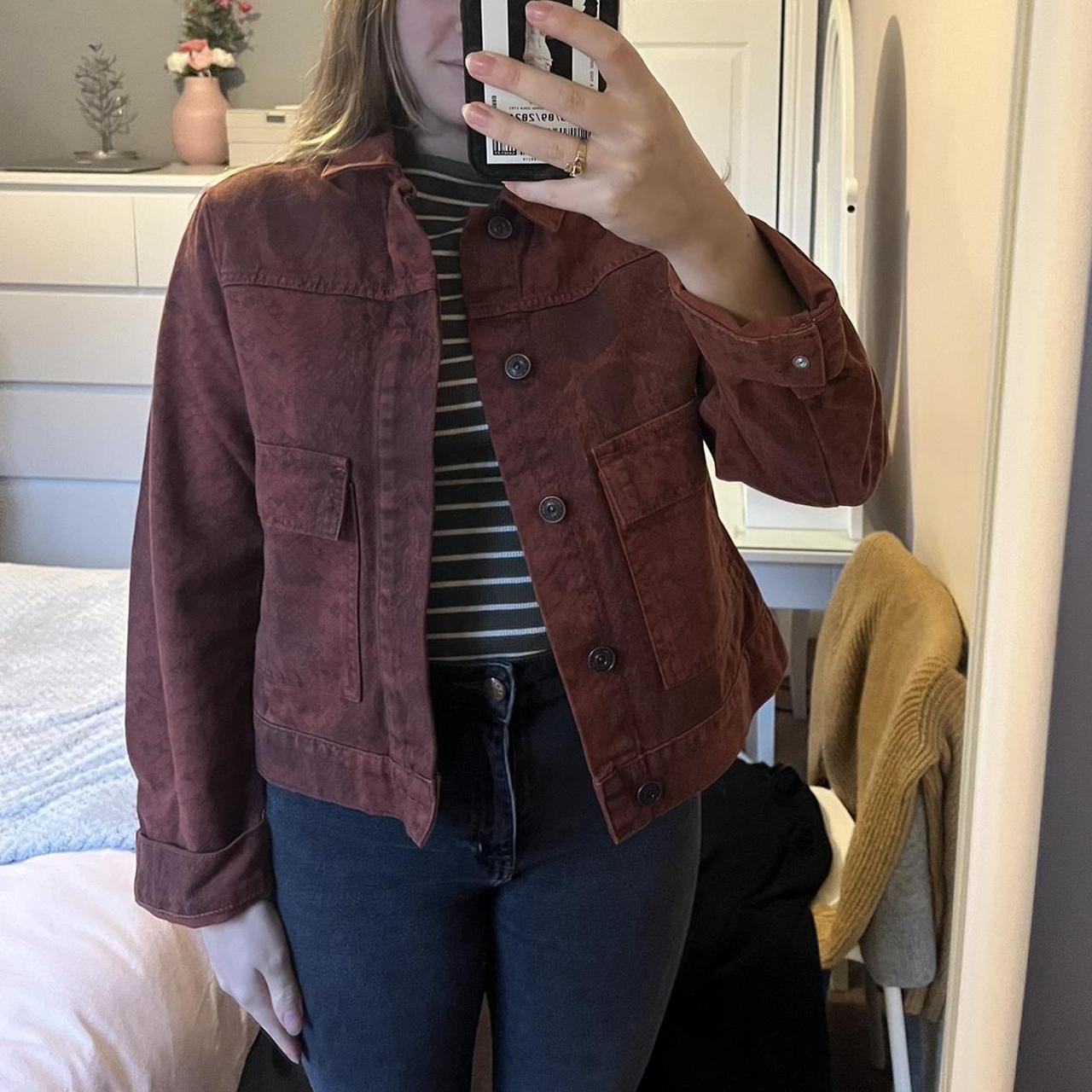 Dark red 2025 denim jacket