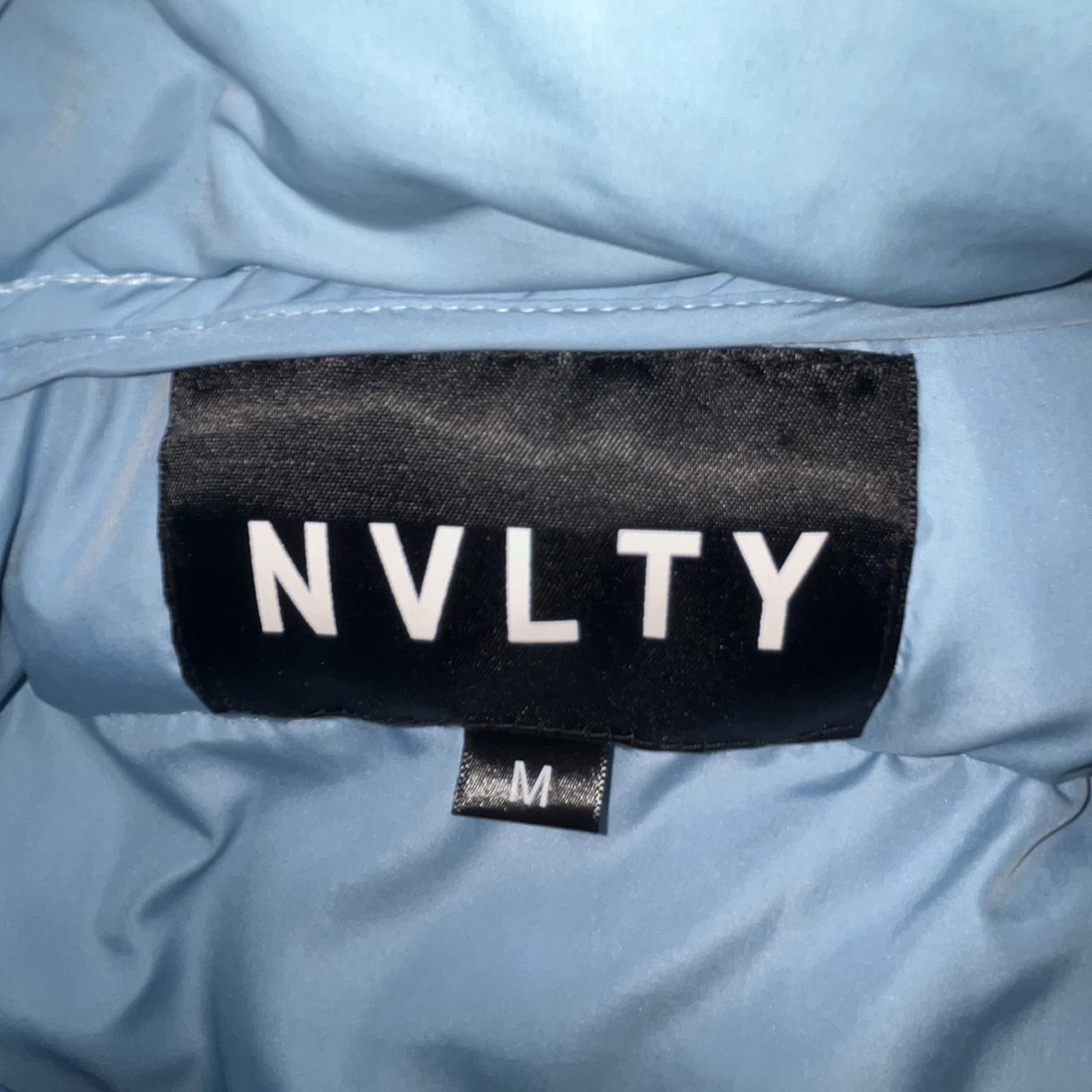 NVLTY - light blue puffer jacket Size - M Used a... - Depop