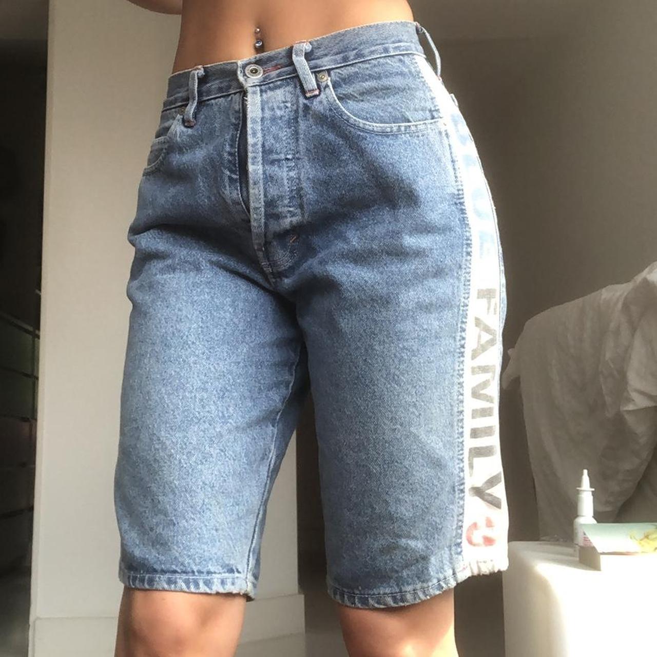 Jorts! High waisted light wash denim ‘blue family’... - Depop