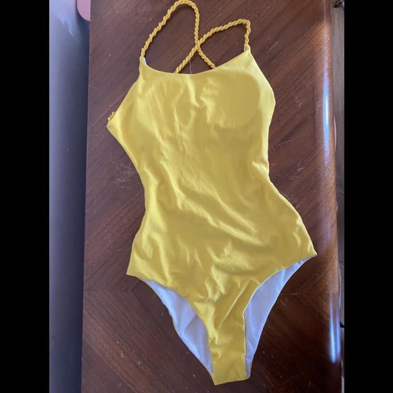 yellow one piece swimsuit. Depop