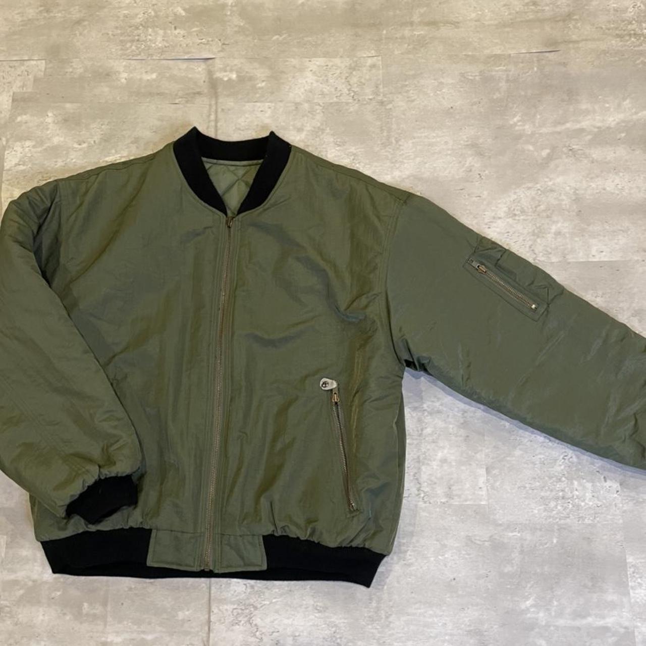 vintage military green bomber jacket size... Depop