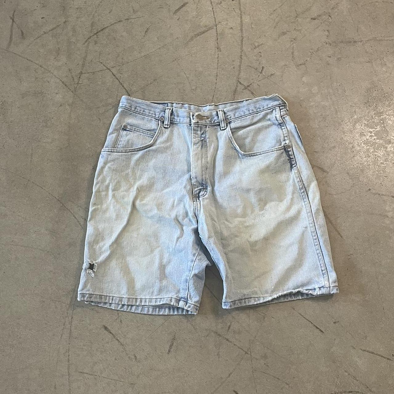 vintage light wash baggy jorts size 30... - Depop