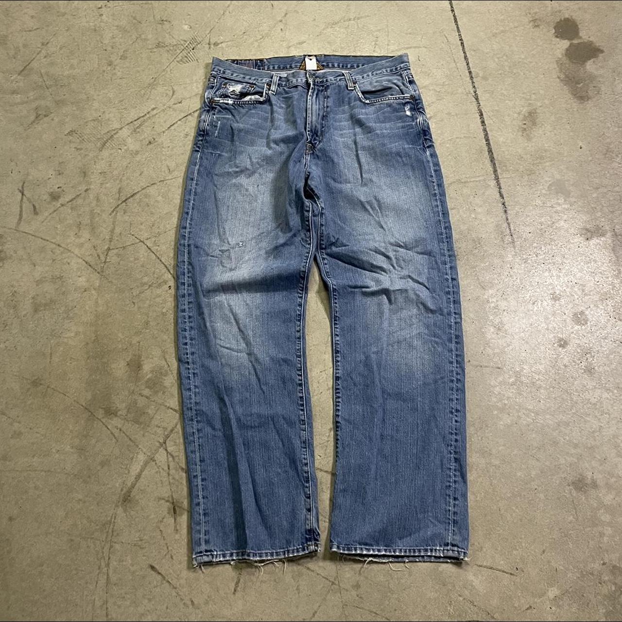 vintage baggy faded distressed jeans size... - Depop