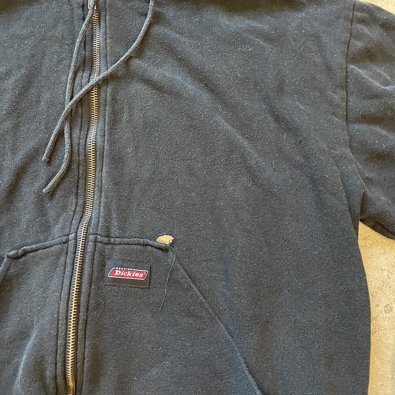 vintage black dickies zip up hoodie size... - Depop