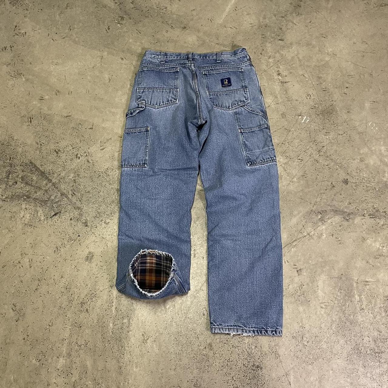 Vintage baggy flannel lined carpenter jeans size depop