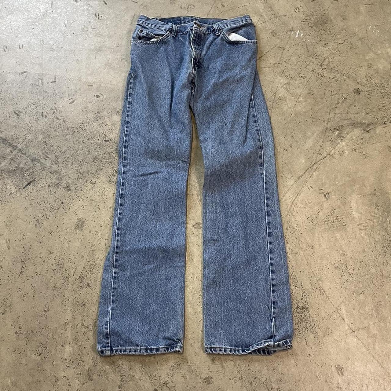 vintage 90s flare denim jeans size 33x34 natural... - Depop