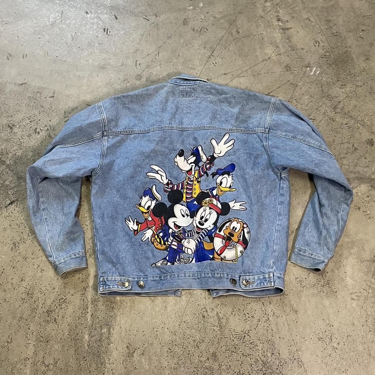 vintage disney mickey mouse denim jacket size... - Depop