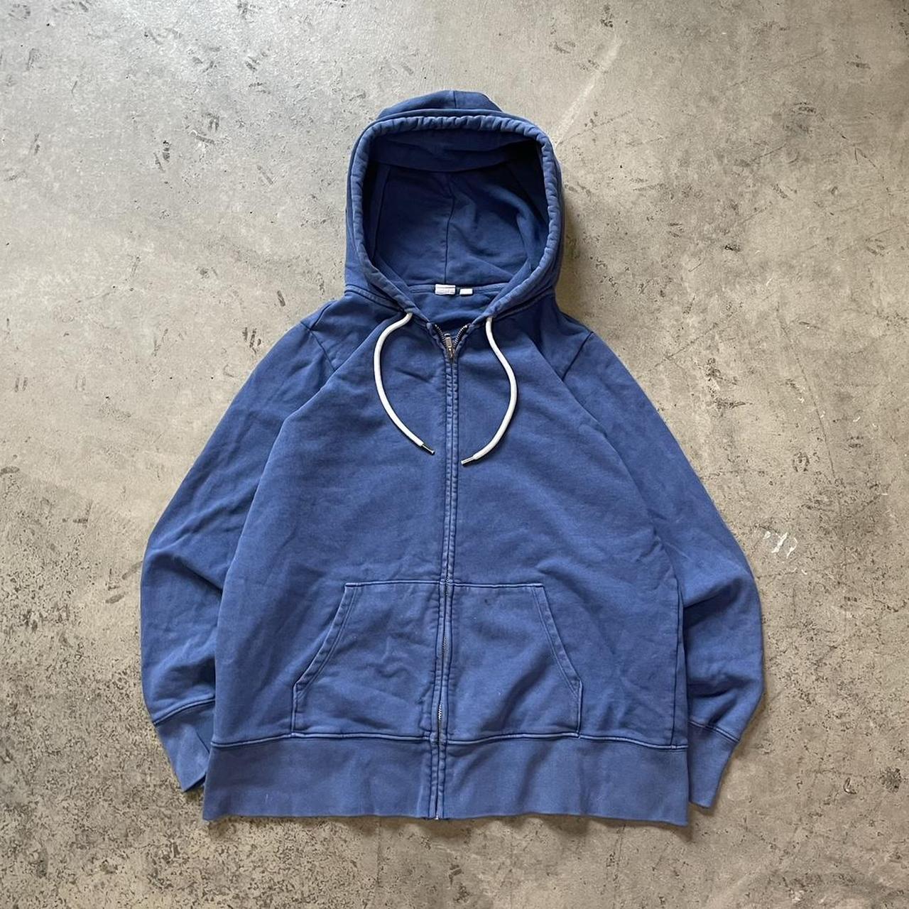 vintage blue gap zip up hoodie size medium... - Depop