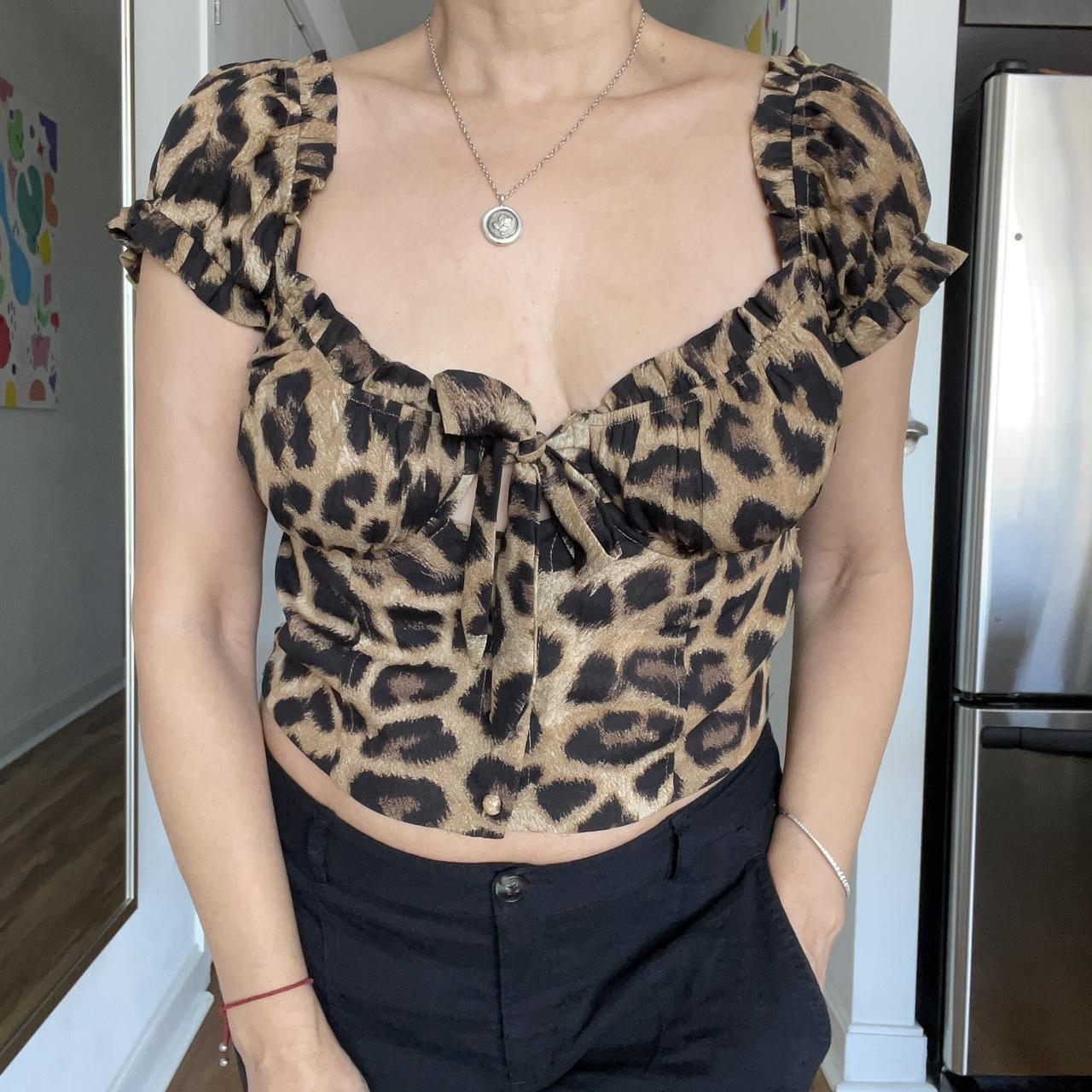 Tan Leopard Cami Top - Printed Top - Cowl Neck Top