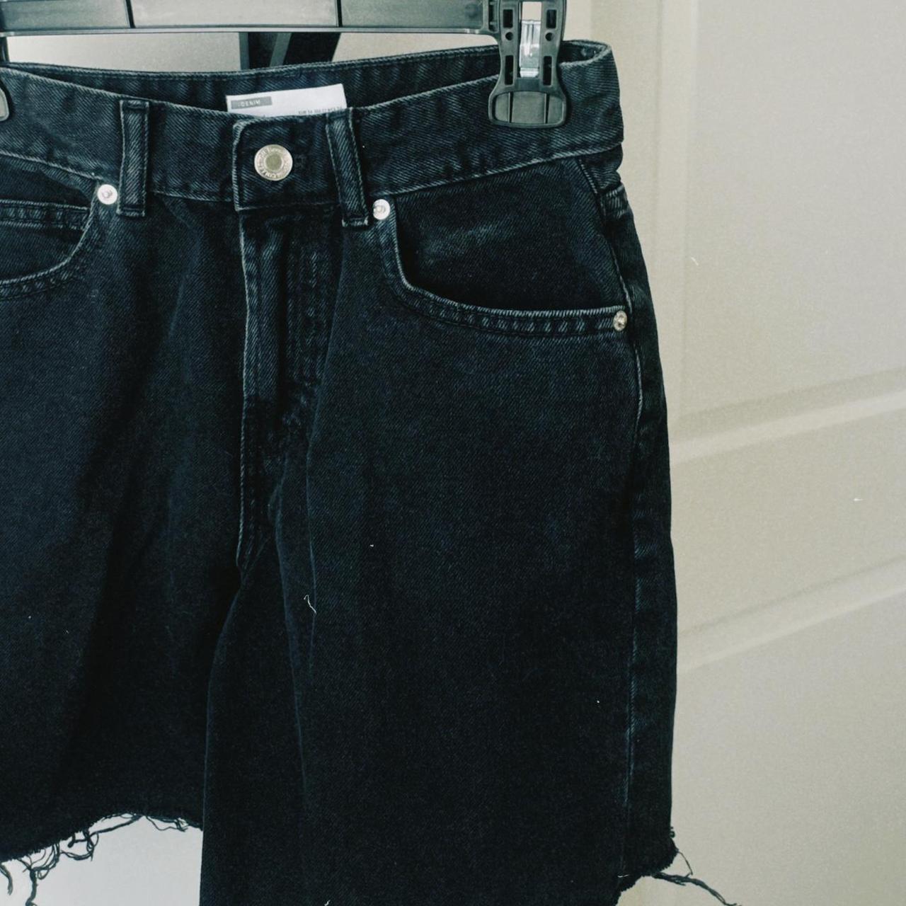 Bershka high waist raw hem longline denim