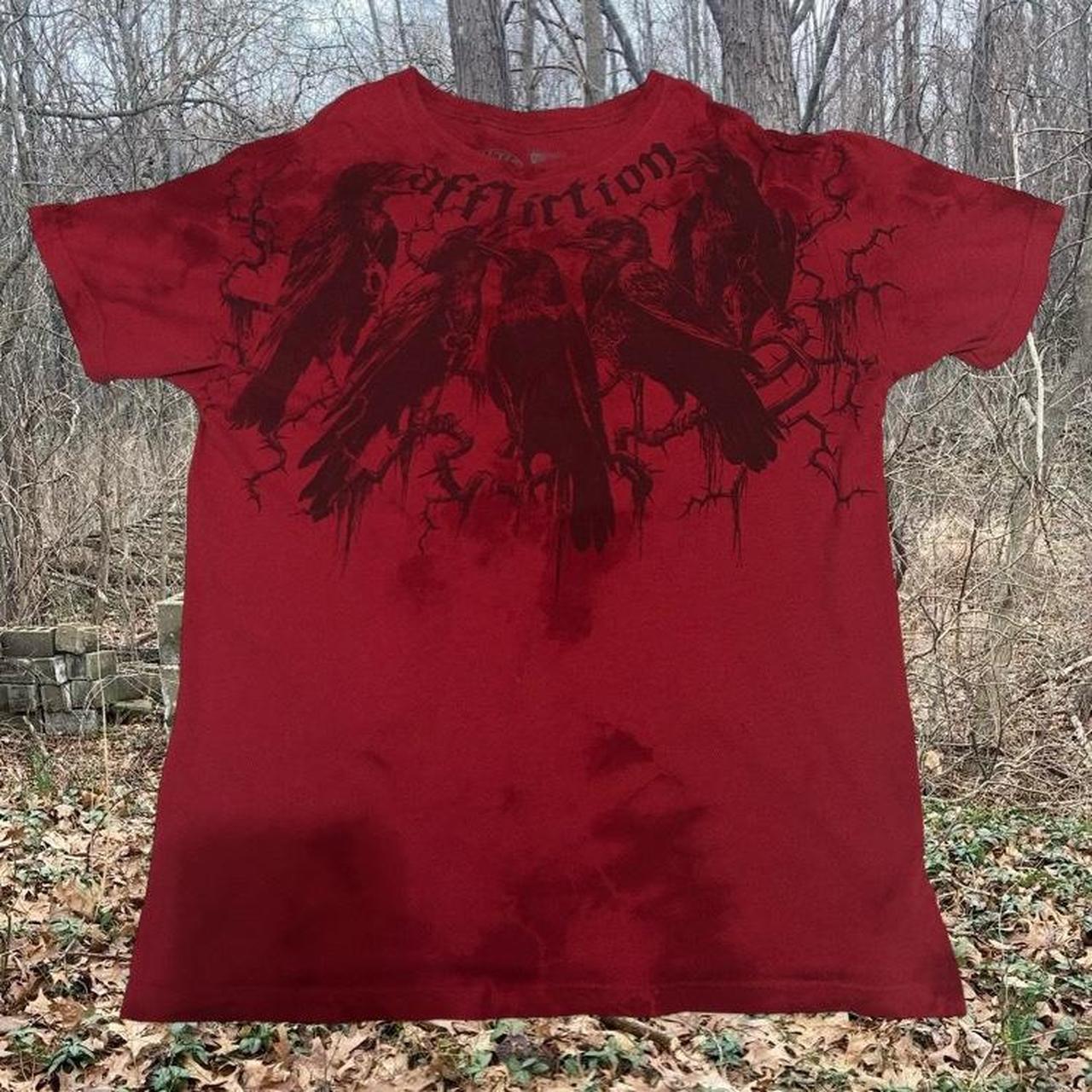 Affliction Crows Red Shirt - Size XXL Dm for... - Depop