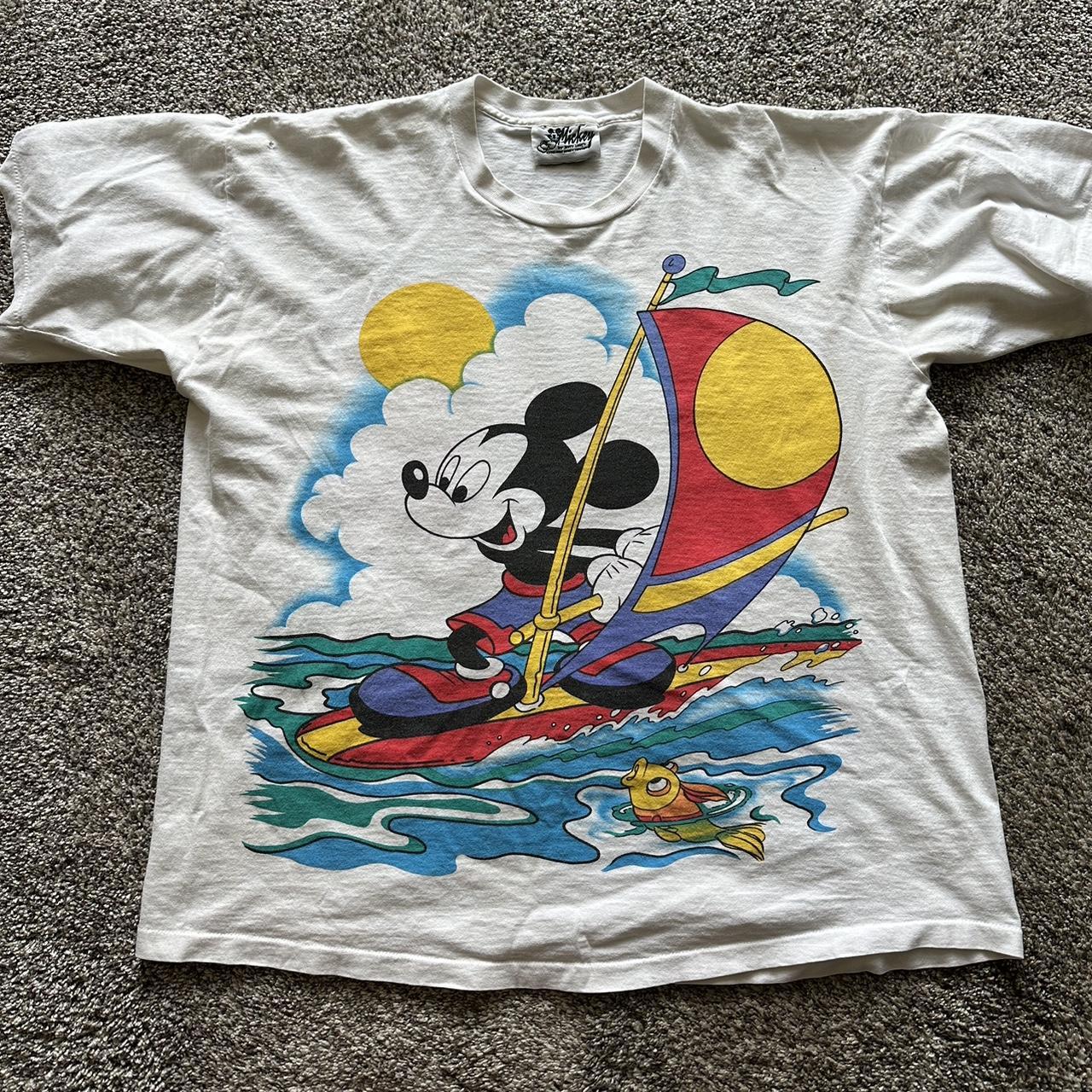 Vintage retailer Disney Mickey Mouse by Jerry Leigh All Over Print Graphic T-Shirt 90s