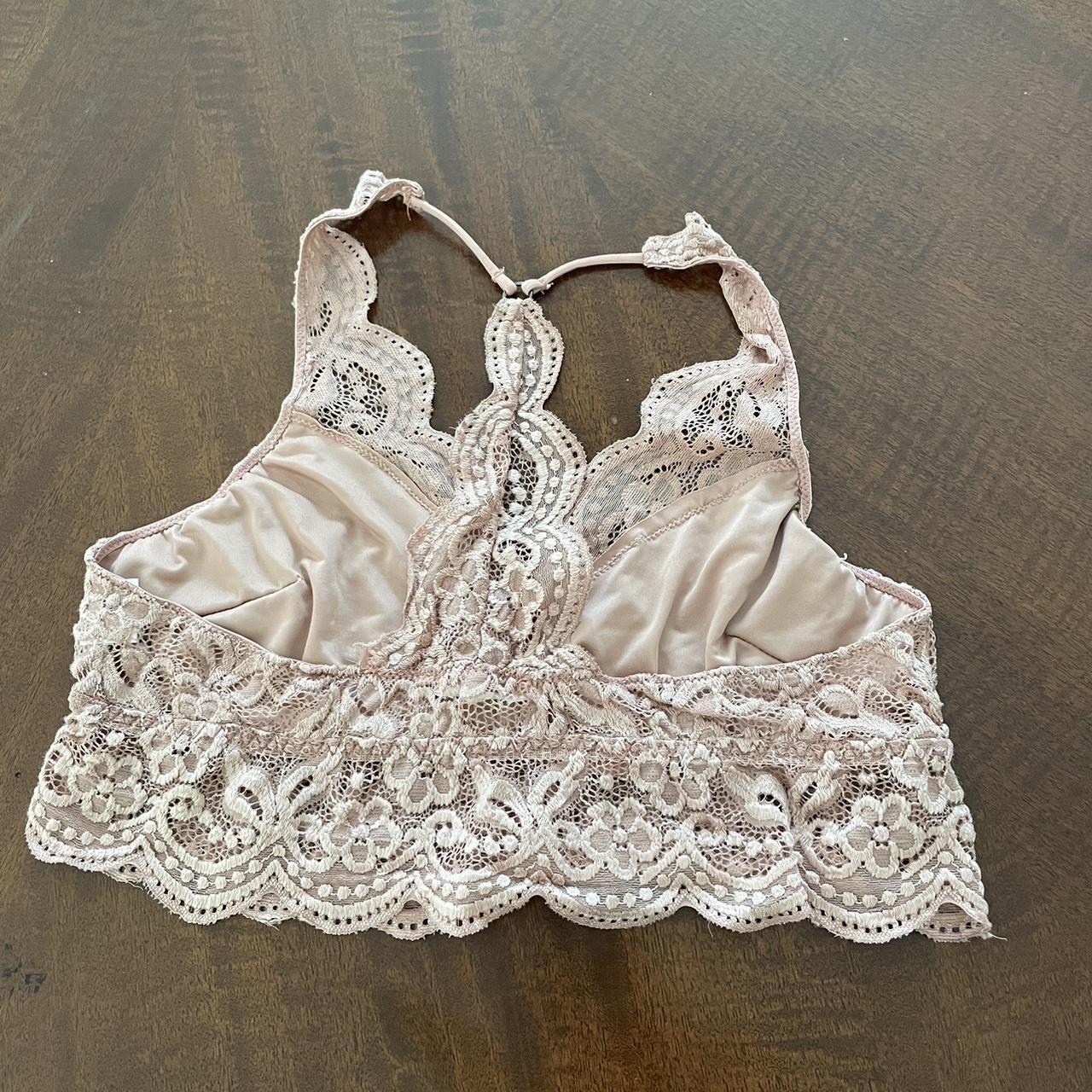 💕 Gorgeous light pink and gray lace bralette. Has - Depop