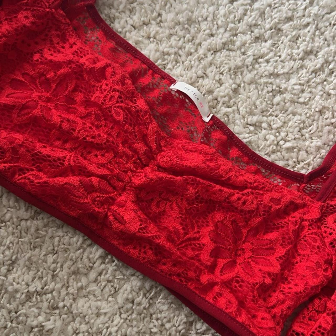 be better red lace cropped long sleeve fits M Depop