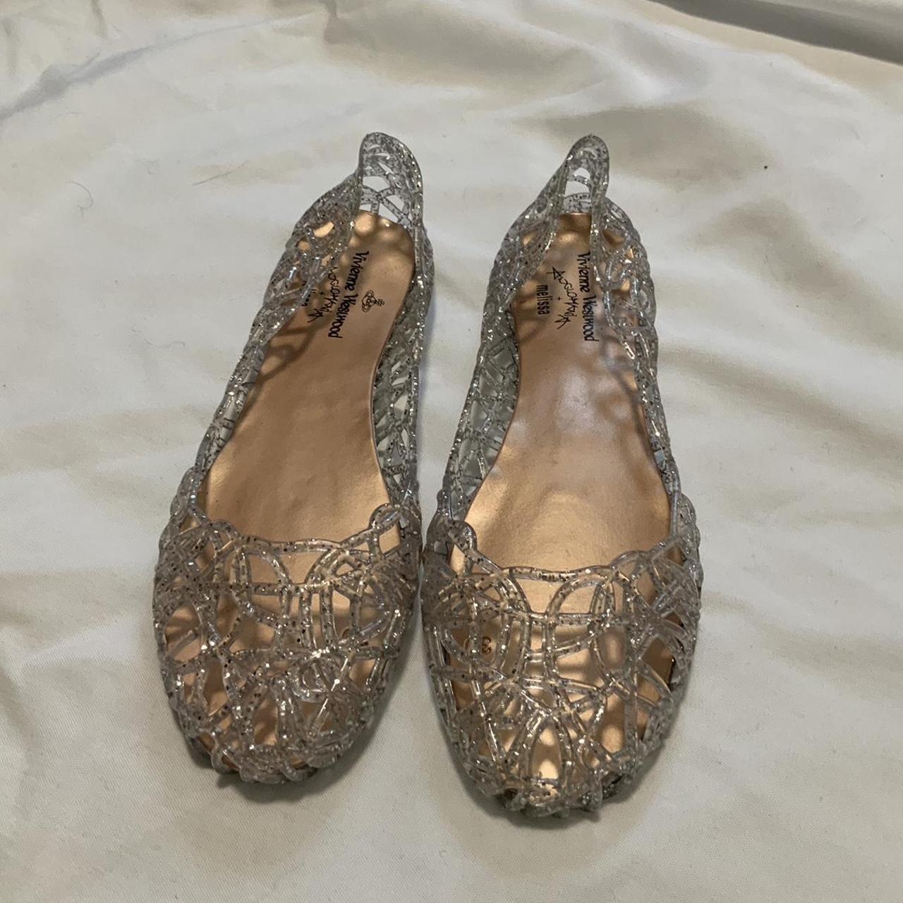 Vivienne Westwood Women's Grey and Silver Ballet-shoes | Depop