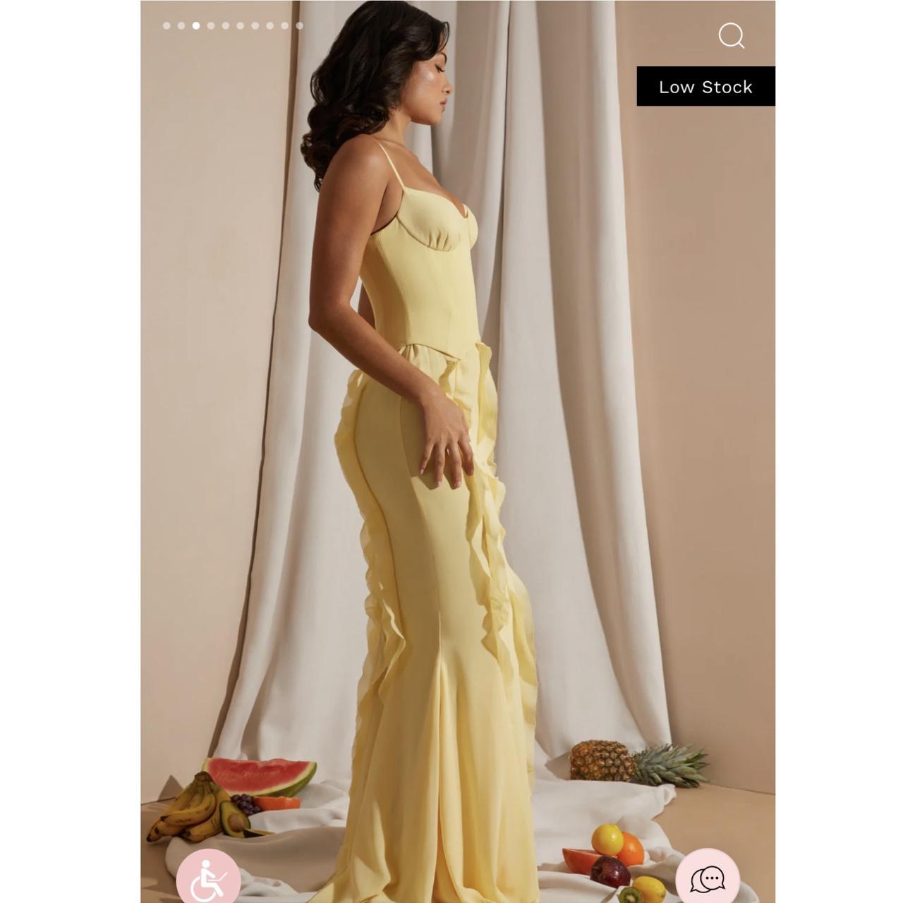 Perrine Corset Frill Skirt Maxi Dress in Yellow