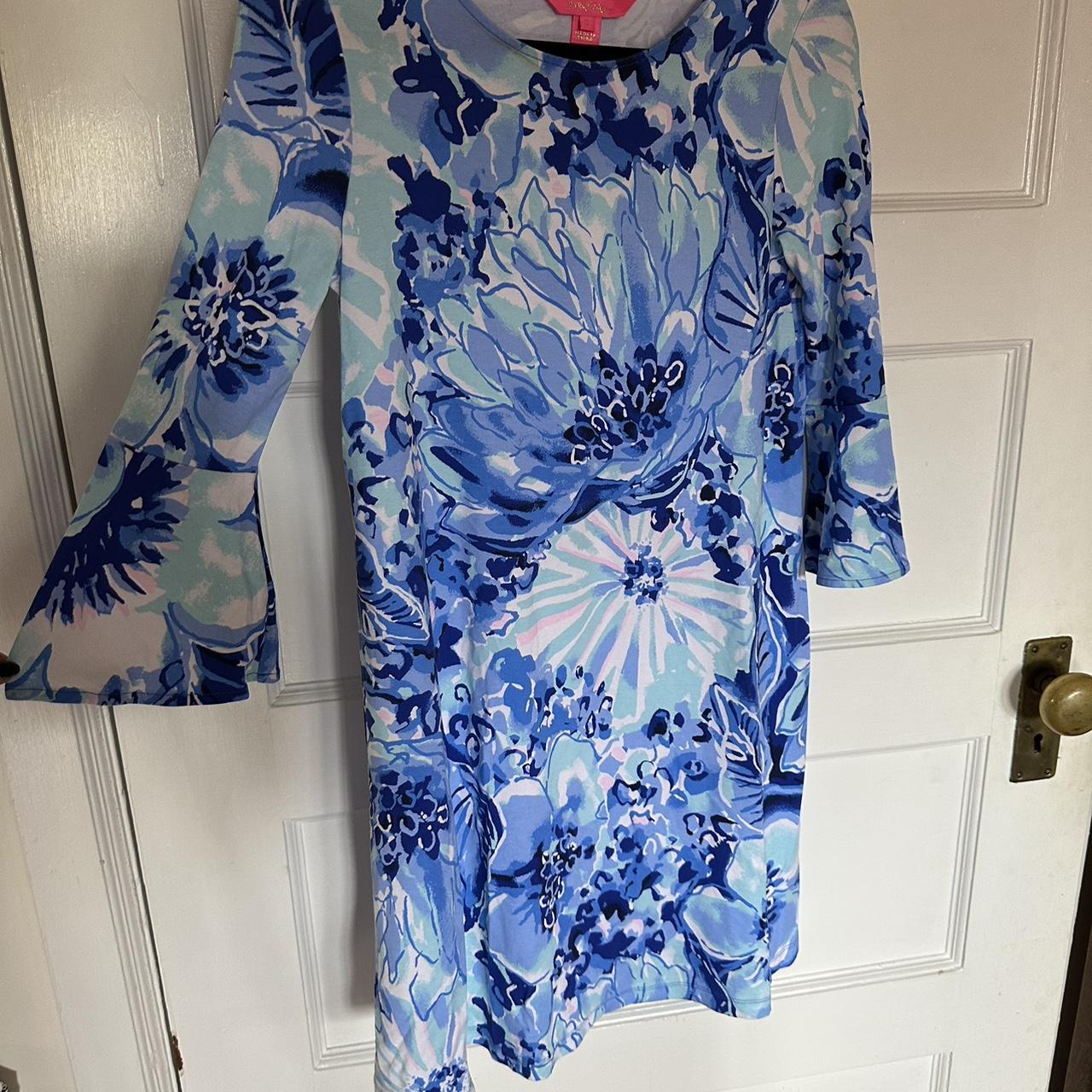 Lilly Pulitzer Women's Blue and White Dress | Depop