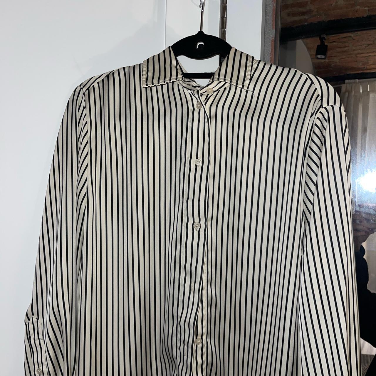 H&M oversized silky stripped button down Barely worn - Depop