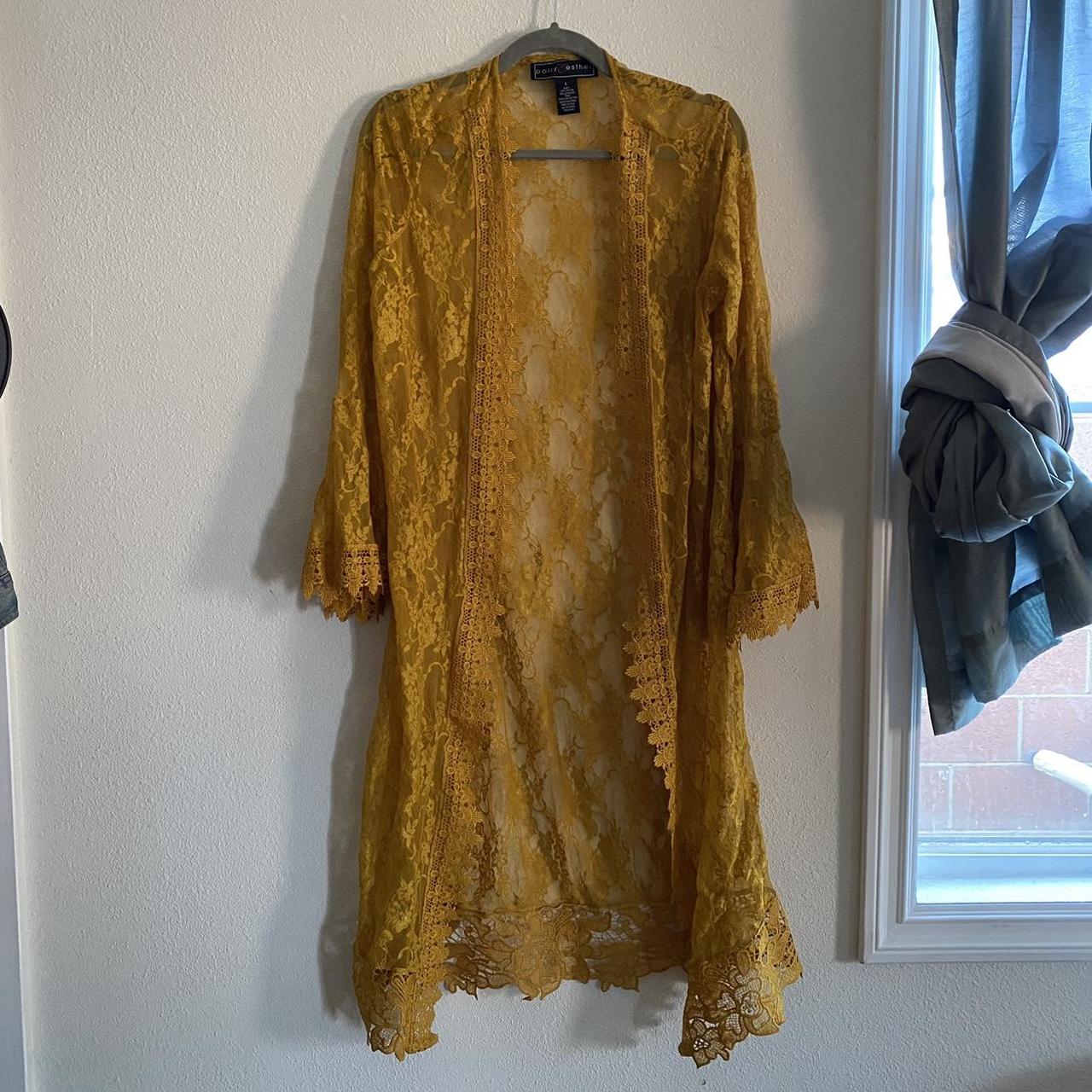 Yellow hot sale lace cardigan