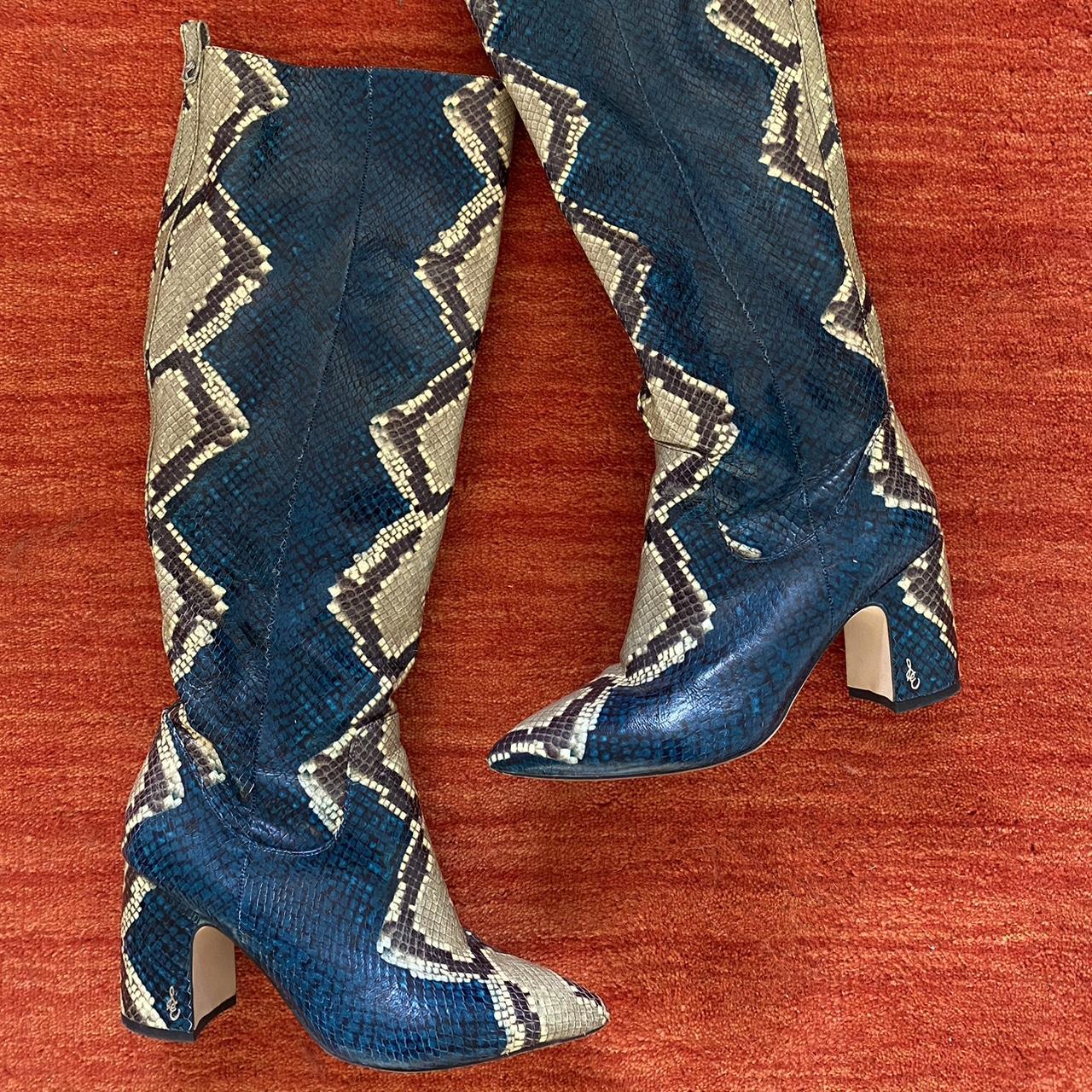 Sam edelman hot sale blue snakeskin boots