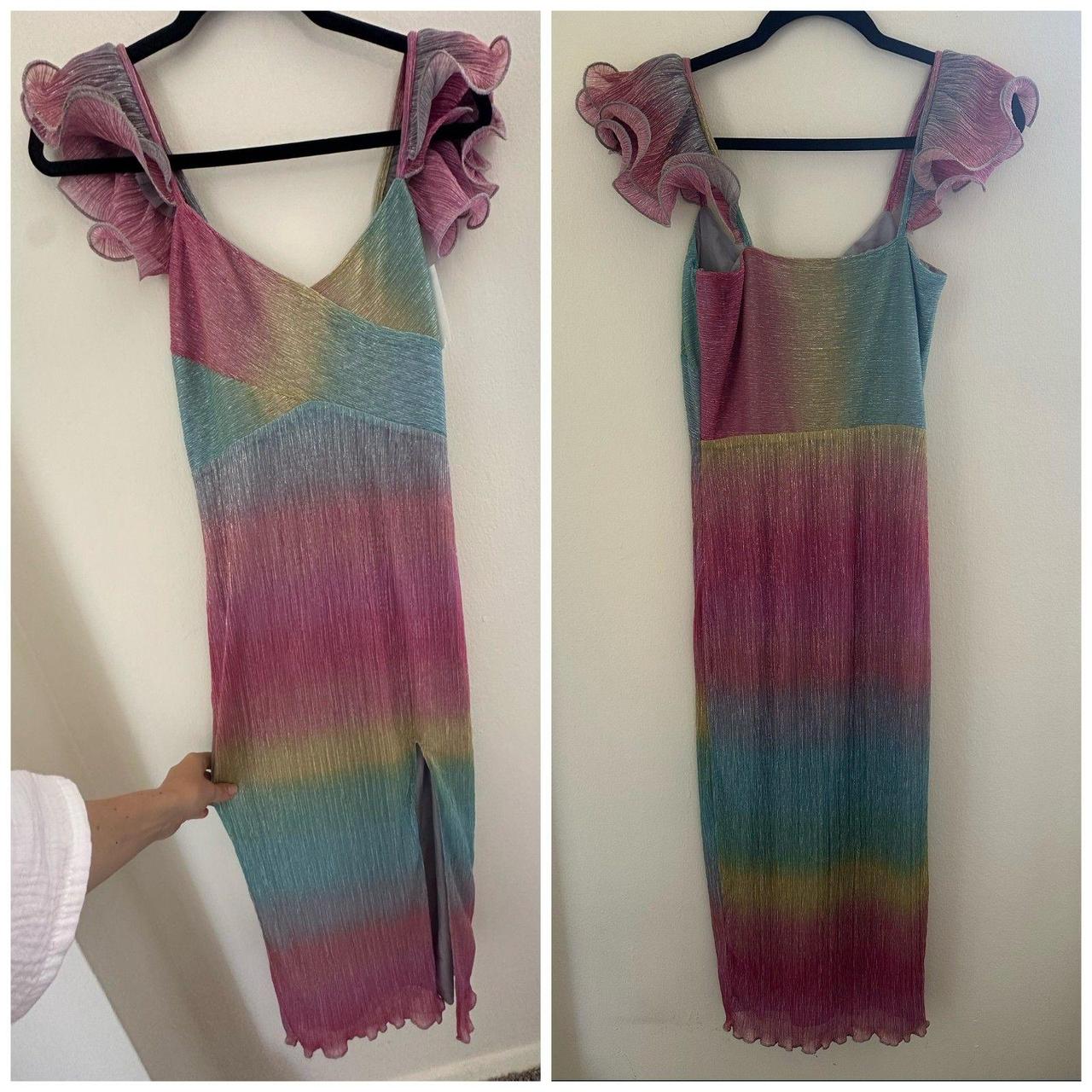 Saylor Myrah Rainbow Midi Dress Size XS Brand... - Depop