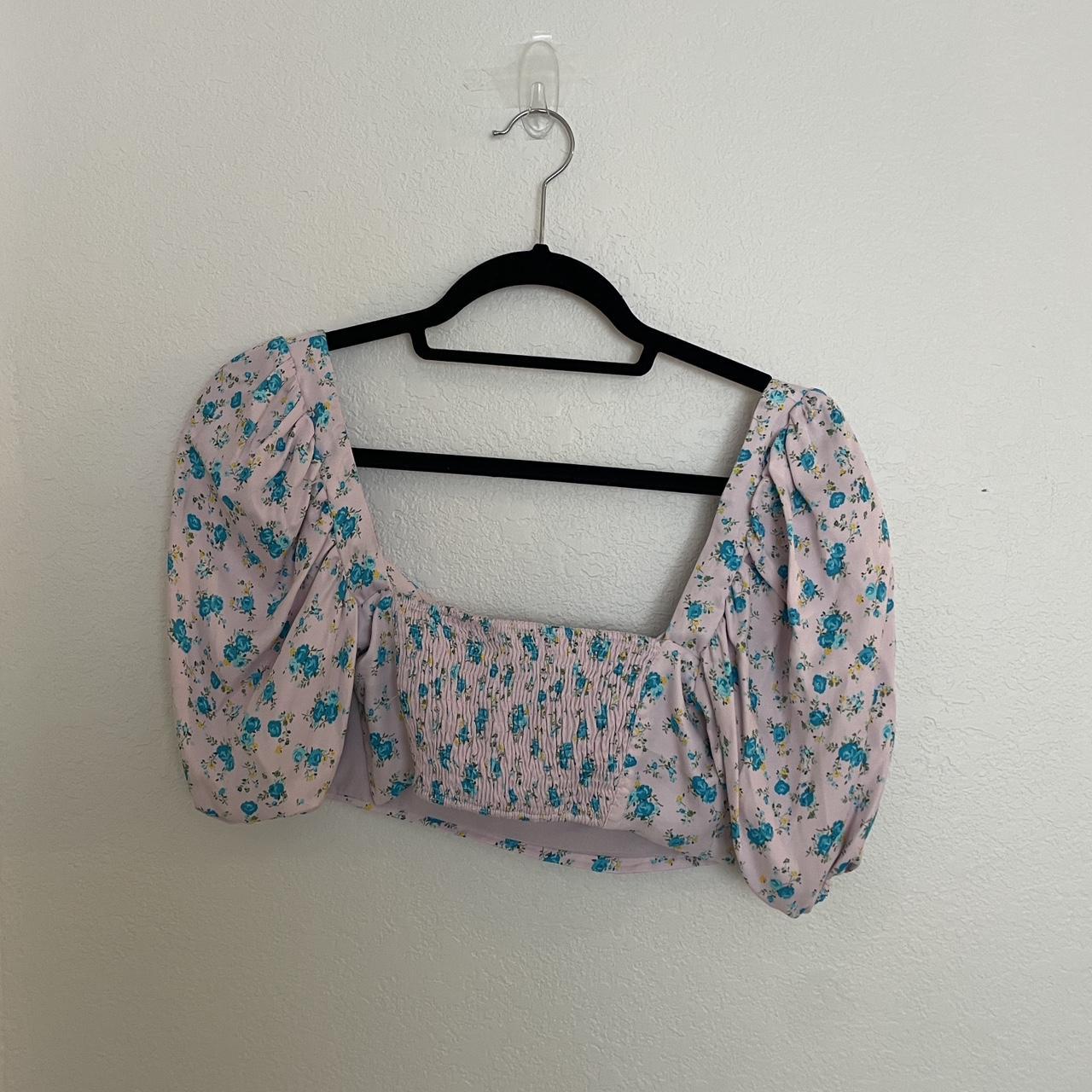 Zara Floral Print corset Top Wide neck top with... Depop