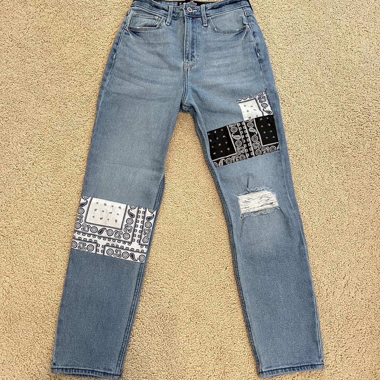 Hollister patched and distressed mom jeans size 1