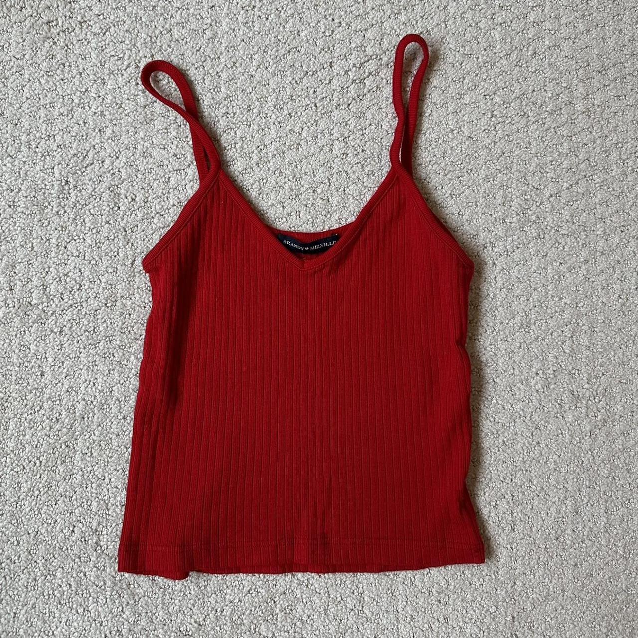 Red Brandy Melville cropped tank top - one size - Depop