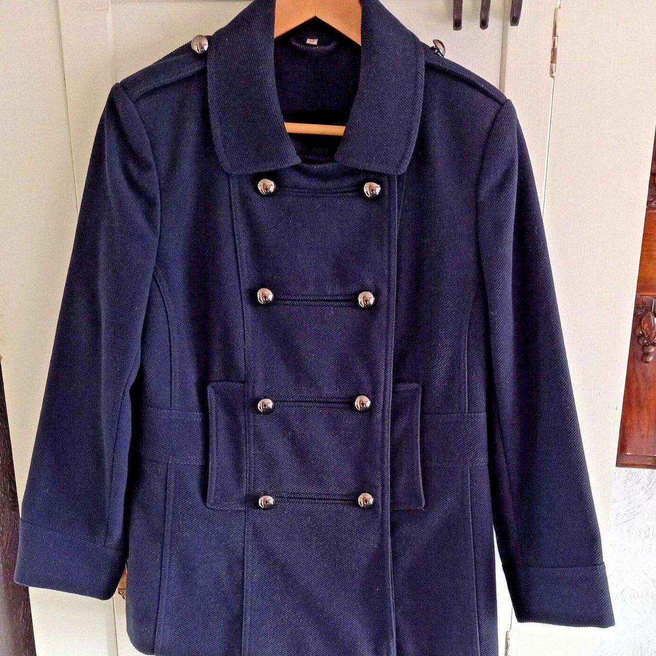 Women's Navy Coat | Depop