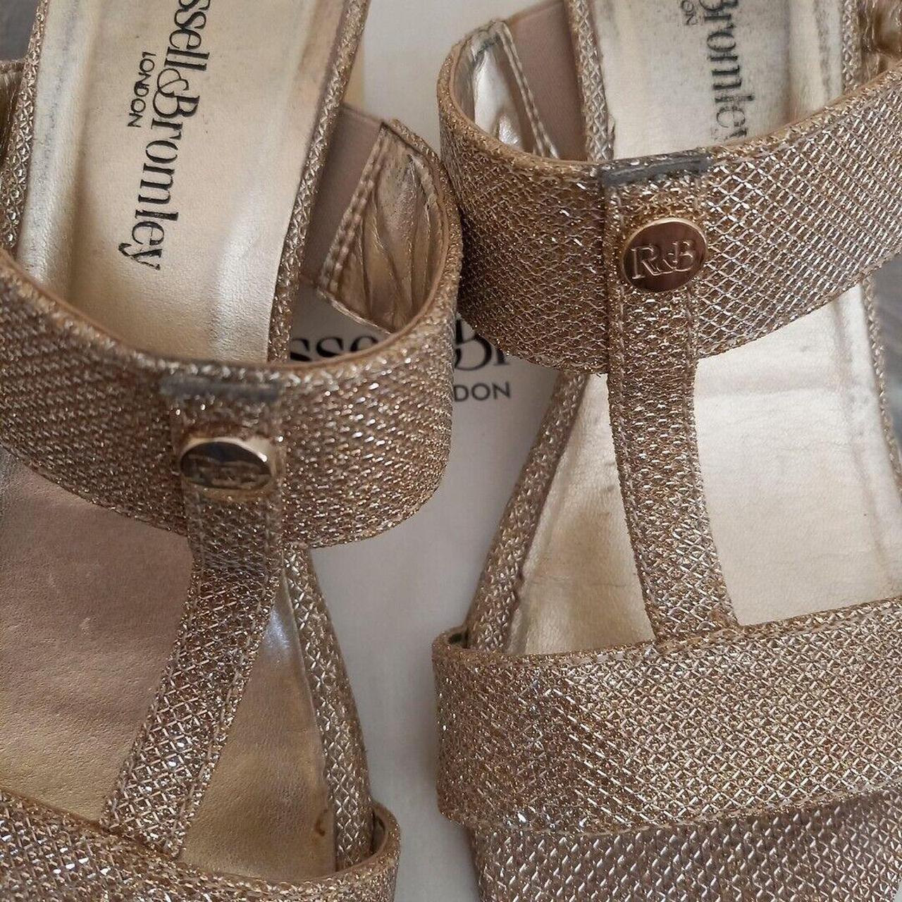 Russell Bromley Prima Gold Block Heel Sandals EU Depop