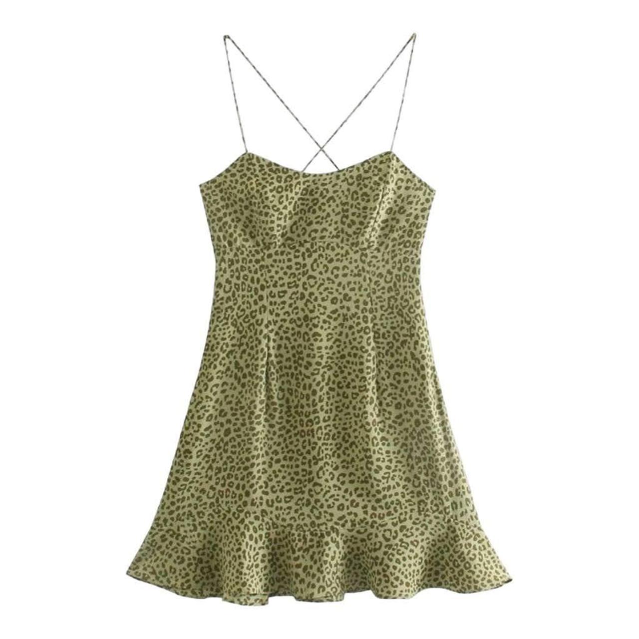 Green leopard 2025 print dress zara