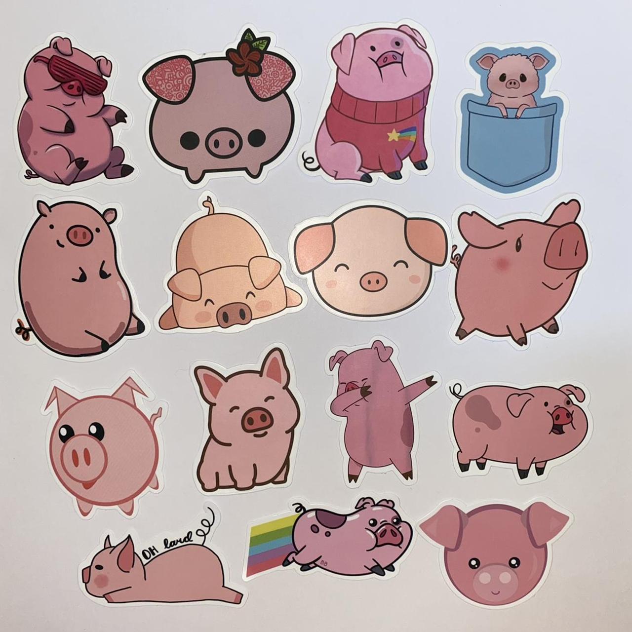 Cute Pink Pig Sticker Bundle - 15 Pcs You will... - Depop