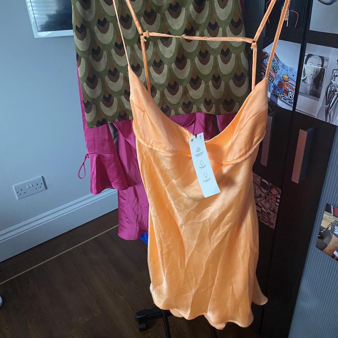 Zara orange scoop silk dress Brand new condition... Depop