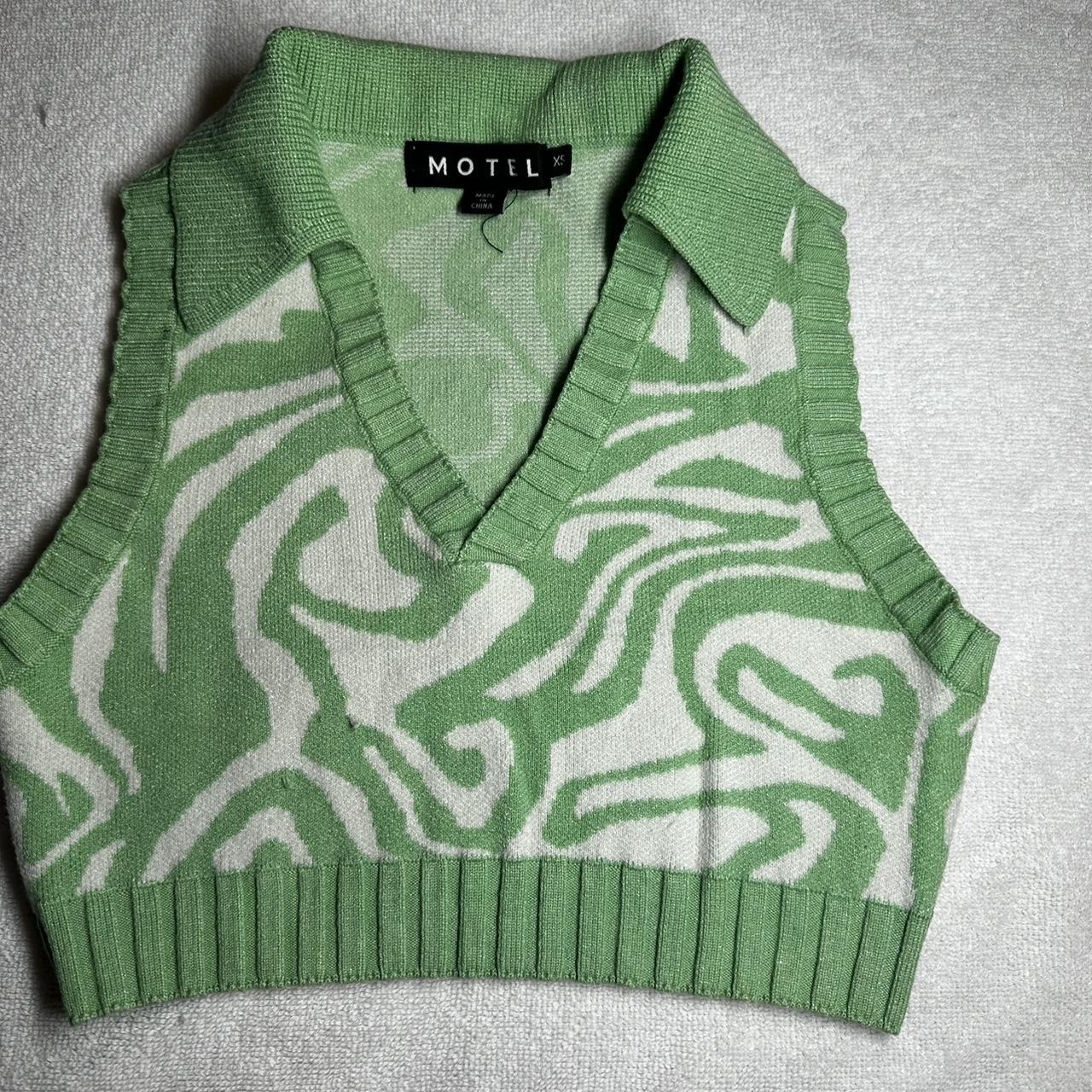 Green collared zebra sweater vest Depop