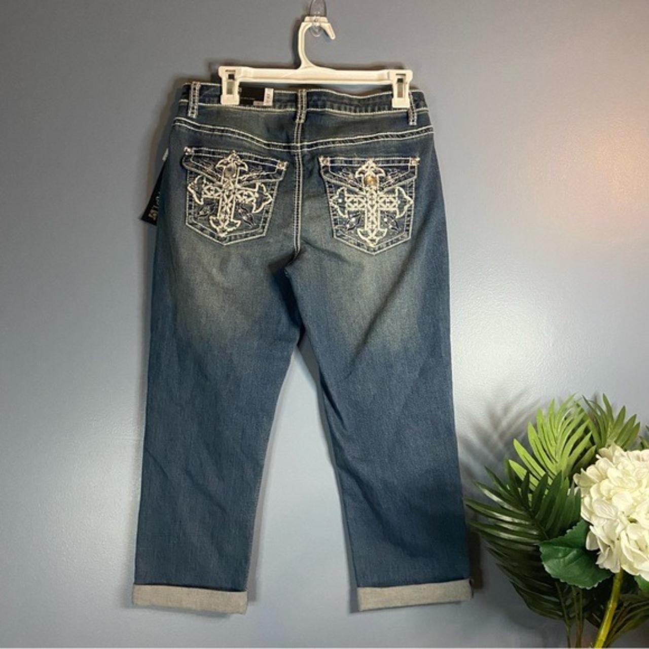 Apt 9 Jean Bootcut Mid Rise Straight Hip Thigh Heavily Embellished