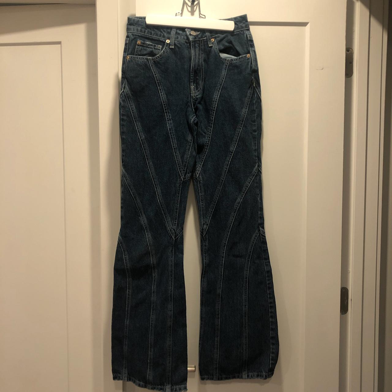 90s style Low rise, flare/bootcut jeans with cool... - Depop