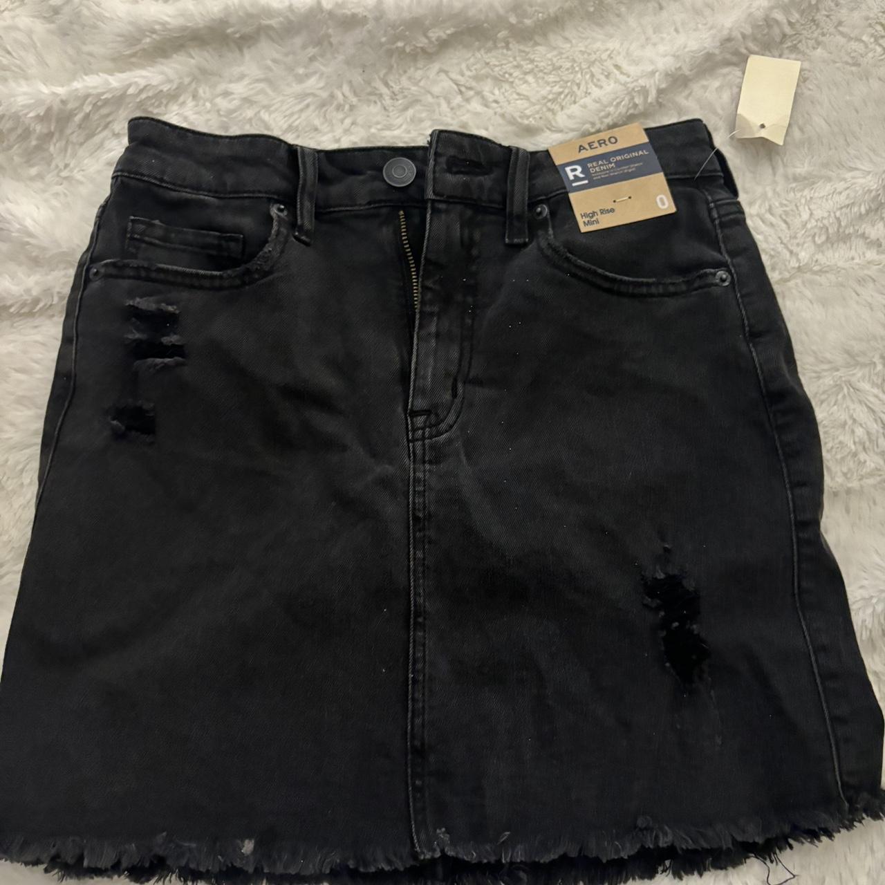 Black jean skirt aeropostale best sale