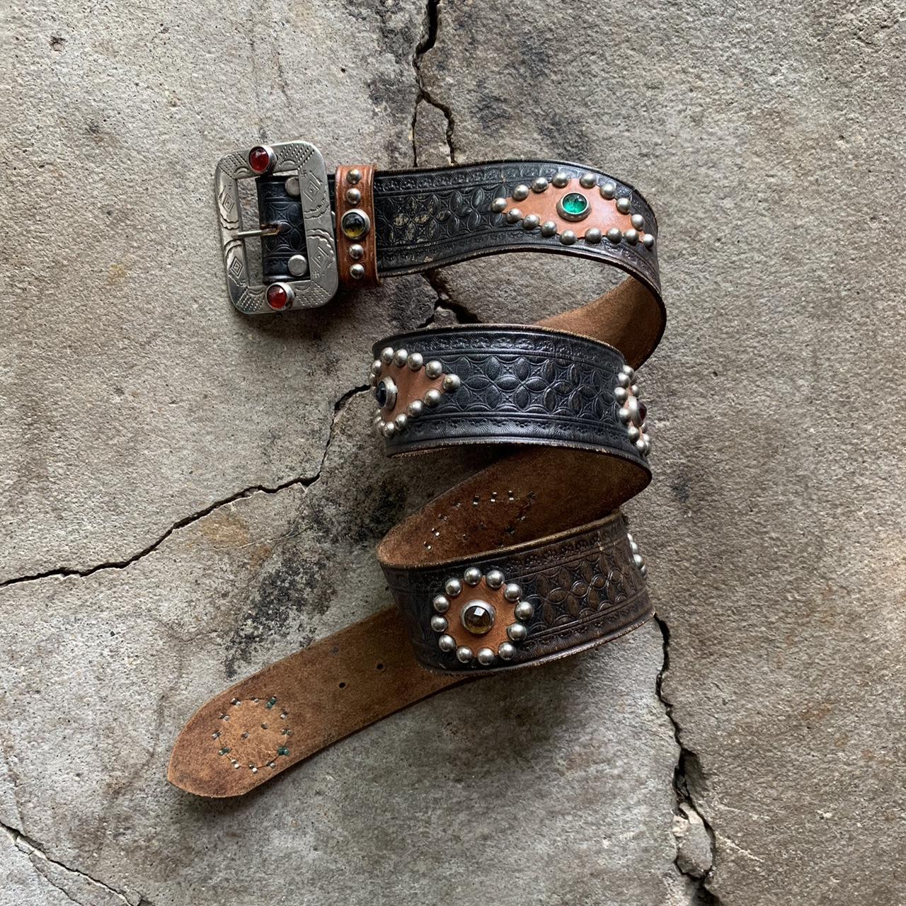 vintage 1930s navajo biker studded and jeweled belt...