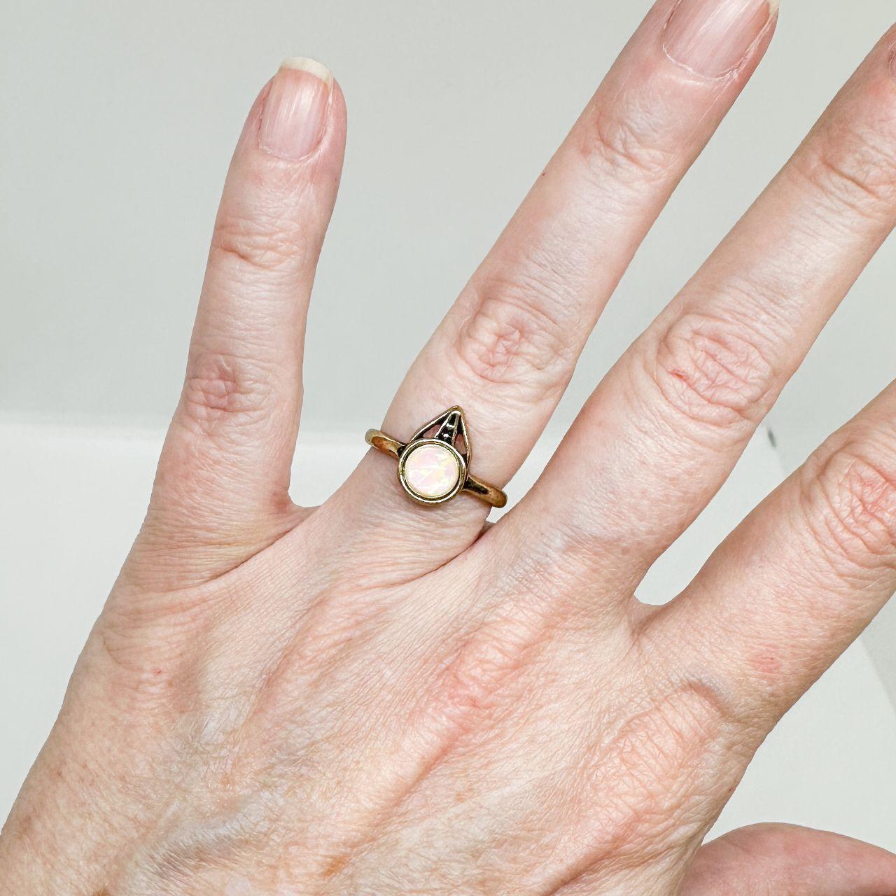 Preloved Women's Ring - Gold/Green – Stackable Ri… - image 7