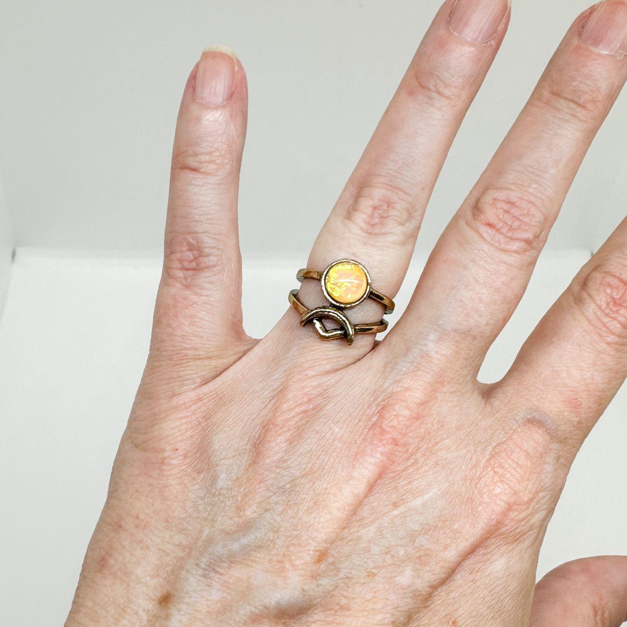 Preloved Women's Ring - Gold/Green – Stackable Ri… - image 1