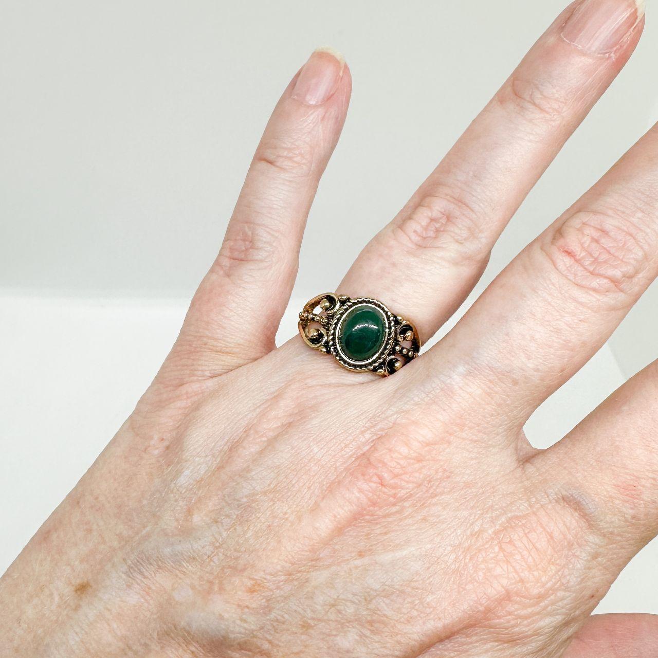 Preloved Women's Ring - Gold/Green – Stackable Ri… - image 3