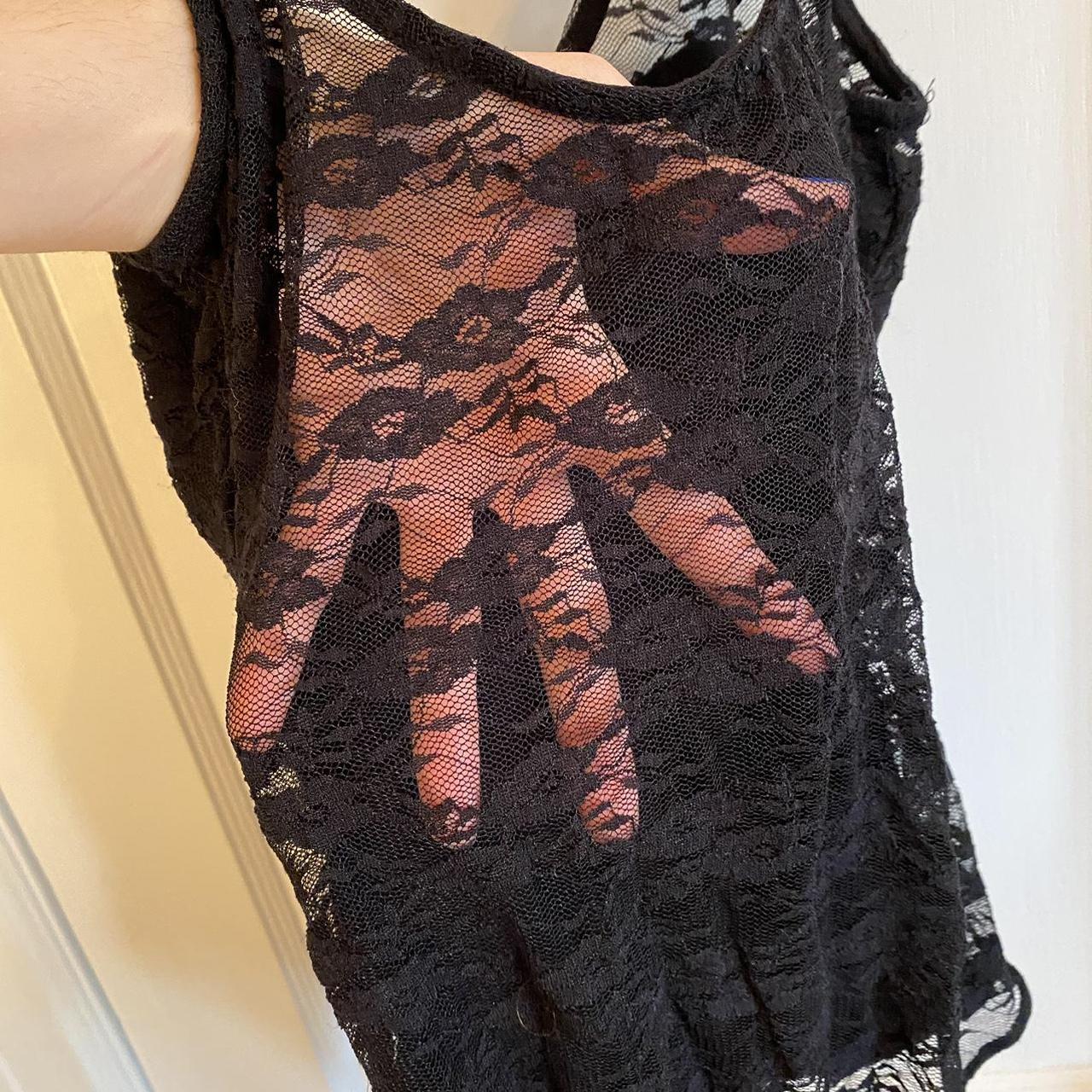 black lace tank top body suit 🖤 adjustable straps + - Depop