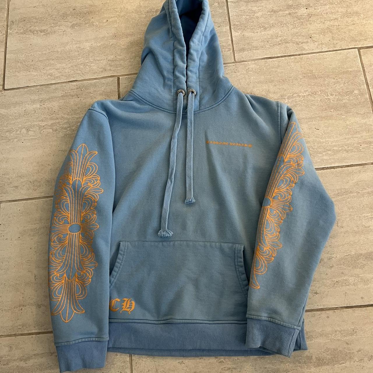 Chrome Hearts Men's Blue and Yellow Hoodie | Depop