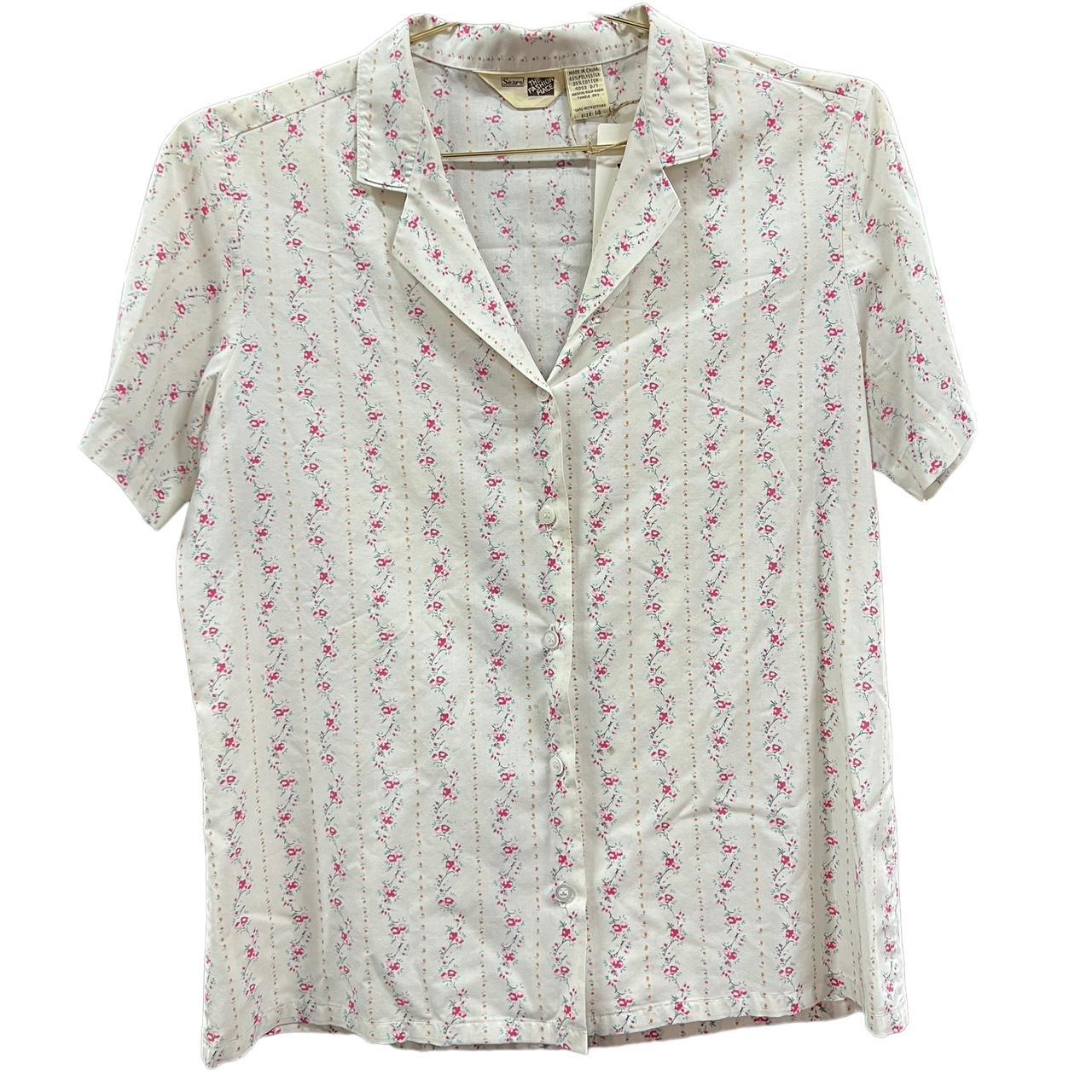 Sears Women's White and Pink Blouse