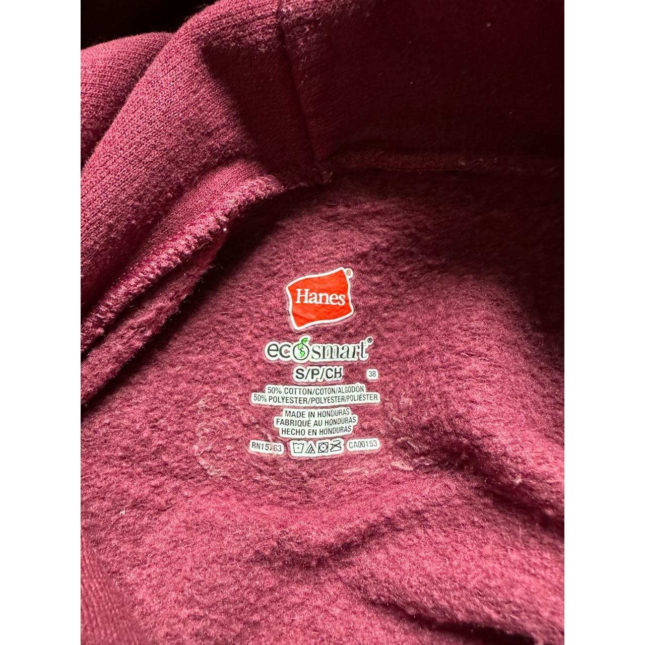 Burgundy hoodie from Hanes ecosmart Size small Front - Depop