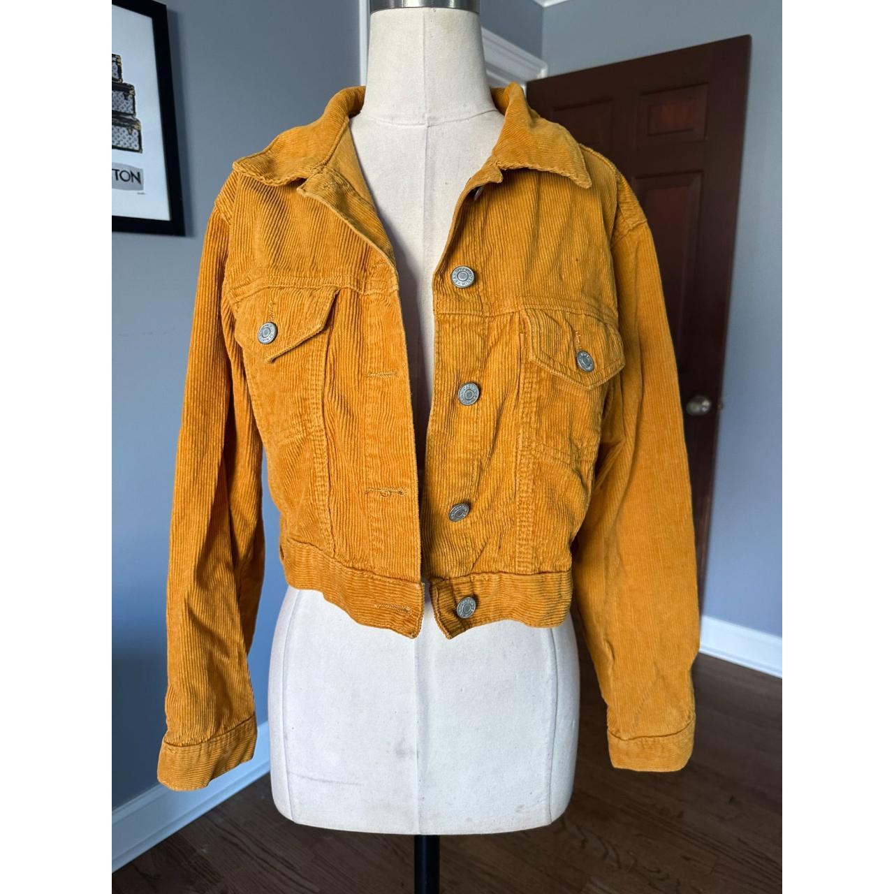 PacSun Women's Jacket - Yellow - XS – PacSun Yellow Mustard Corduroy Cropped Trucker Style …
