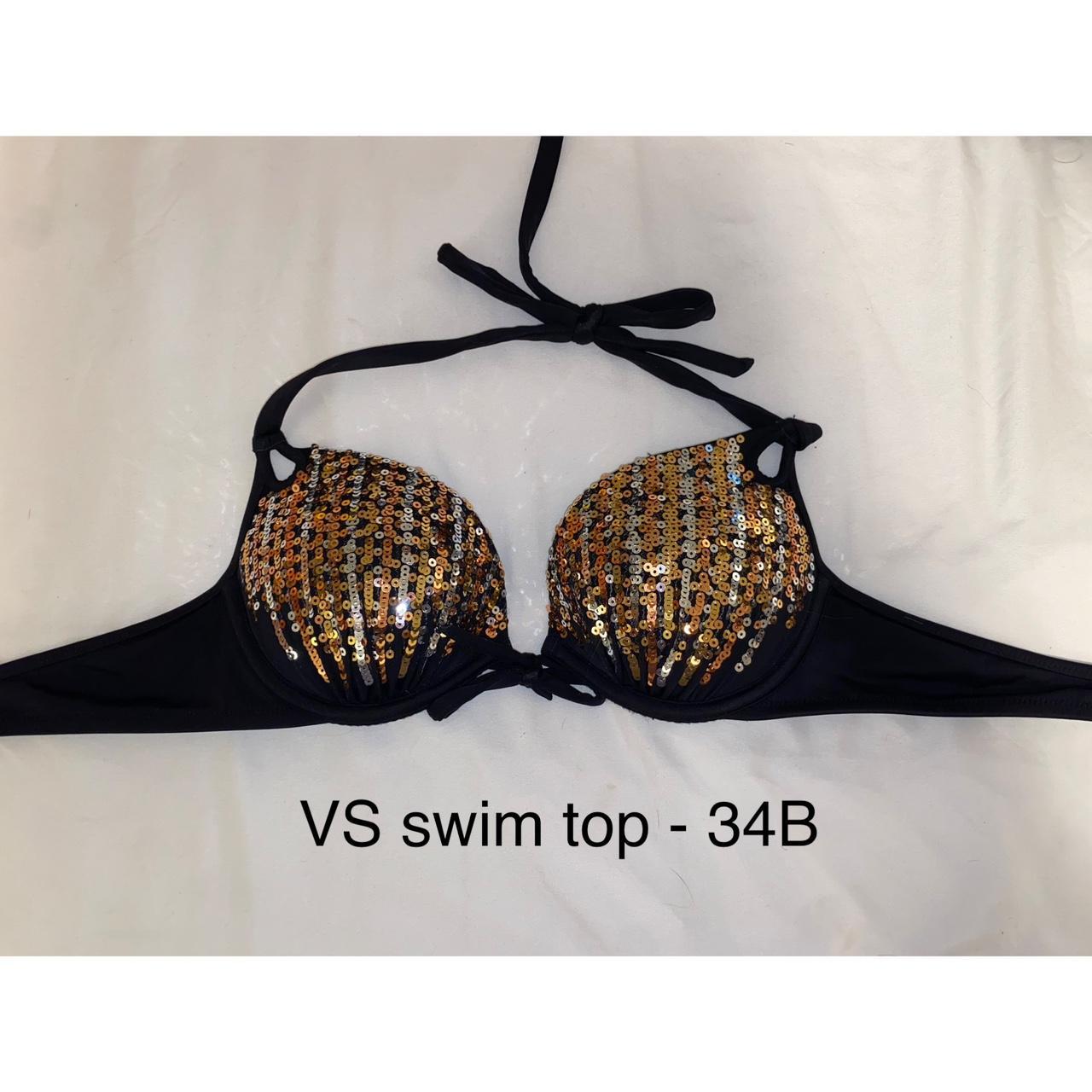Victoria s Secret Sequin Black Bikini Top Size